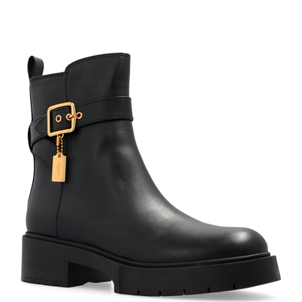 COACH Women's Lacey Black Leather Ankle Boots
